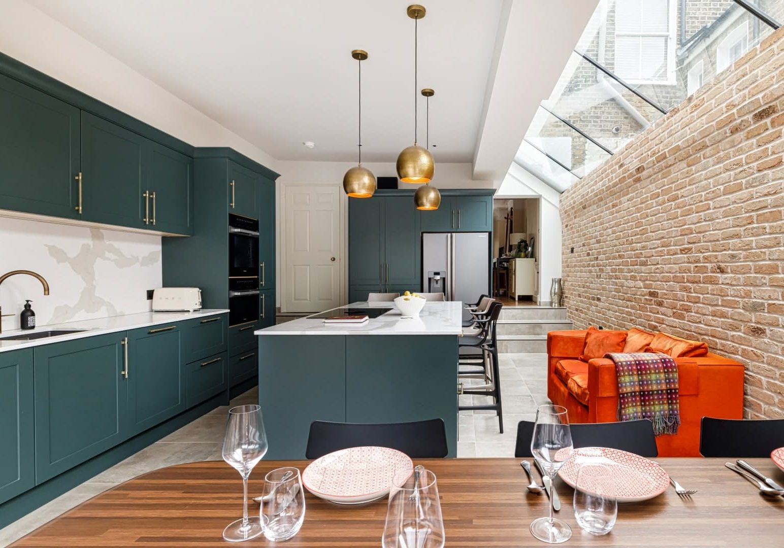 Blue Shaker Style Kitchen with Sky Lights